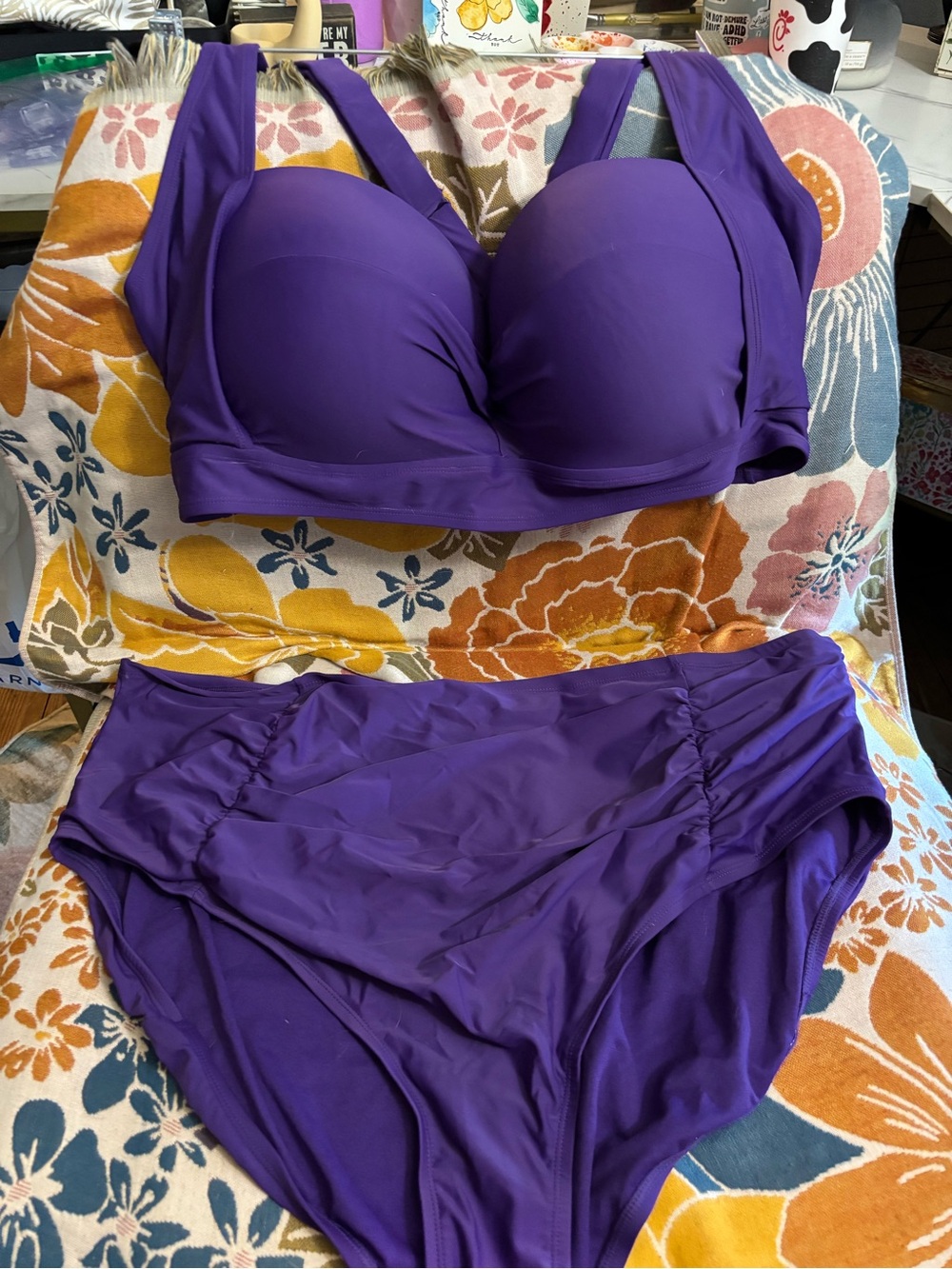 Terra & Sky Purple Bikini Set with Gold Accents
